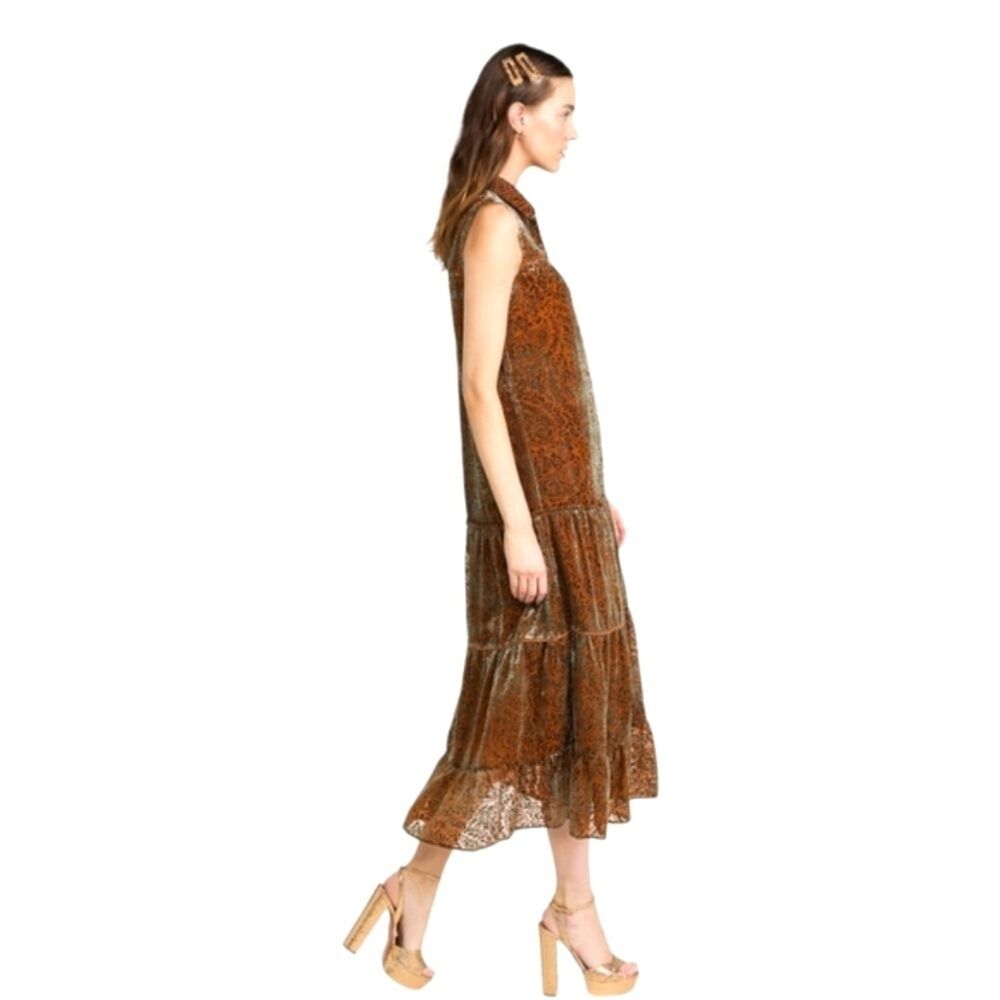 NWT BB Dakota  Telepatia Maxi Boho Bohemian Velvet Paisley Fall Dress Size Small - Picture 6 of 13